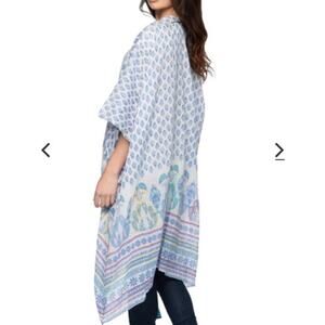 Pool To Party By Subtle Luxury Cotton Kimono Cardigan Cover Up Blue Boho OS